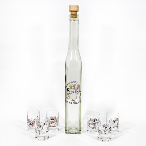 Cornelia 1x glasflaske firkantet og 6x shotglas transparent