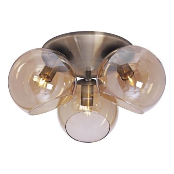 Cottex - Loftlampe CAPELLA 3xE14/40W/230V Ø 37 cm røgfarvet/brun