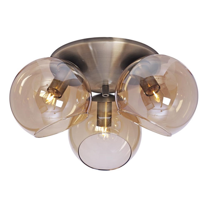 Cottex - Loftlampe CAPELLA 3xE14/40W/230V Ø 37 cm røgfarvet/brun