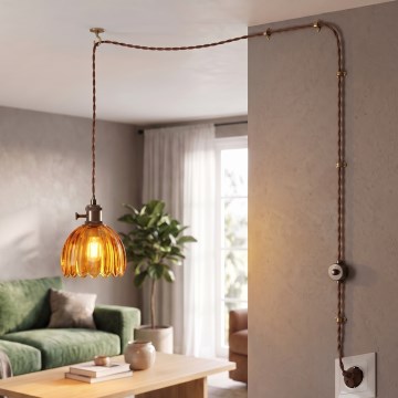 Cottex - NORA pendel med kabel til stikkontakt 1xE14/5W/230V brun