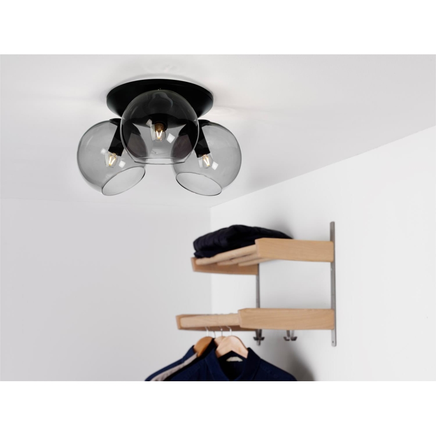 Cottex - Loftlampe CAPELLA 3xE14/40W/230V Ø 37 cm røgfarvet/sort