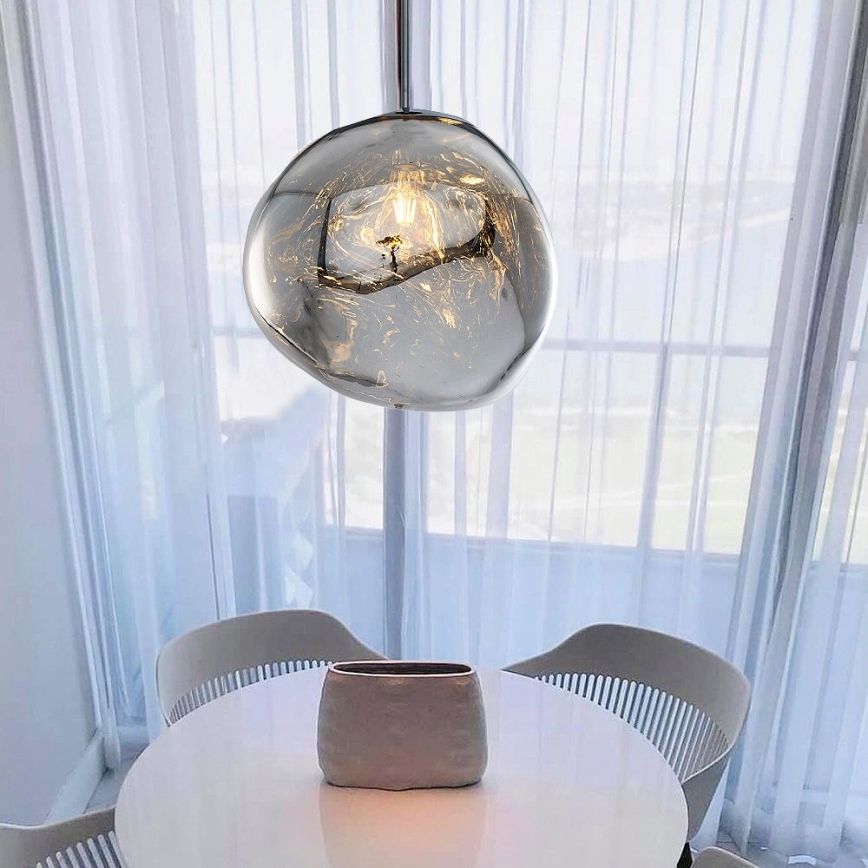 CRUMPLED pendel på ledning 1xE27/24W/230V Ø 36 cm røgfarvet