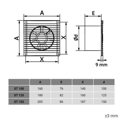 Dalap 1210 - Aksialventilator med beskyttelsesrist 100 ST 14W/230V