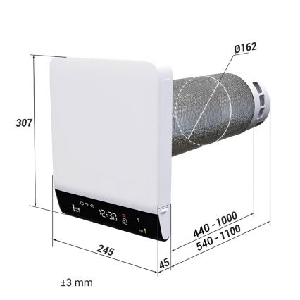 Dalap 25BP160 - Rumventilationsenhed med varmegenvinding BRISE 160 PROFI 22W/230V Wi-Fi + fjernbetjening