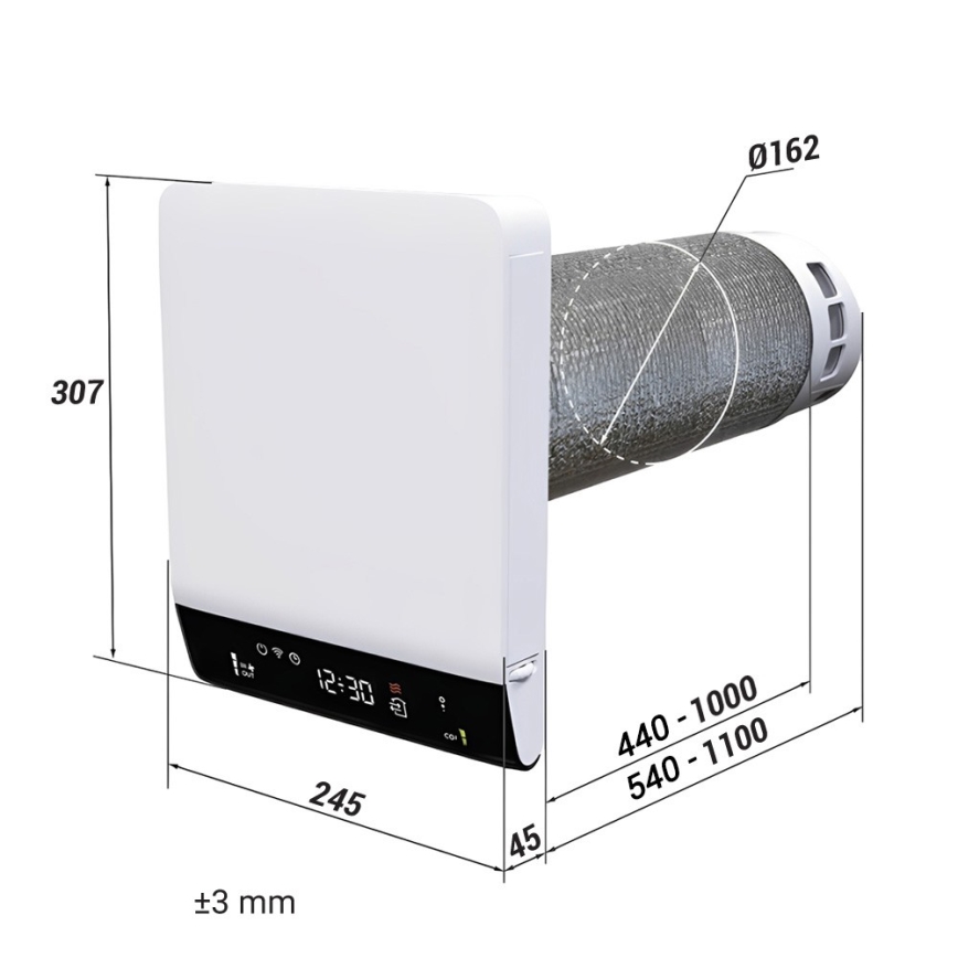 Dalap 25BP160 - Rumventilationsenhed med varmegenvinding BRISE 160 PROFI 22W/230V Wi-Fi + fjernbetjening