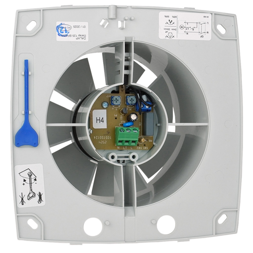 Dalap 41017 - Aksialventilator med indbygget timer og fugtighedsføler 100 BFAZW 16W/230V