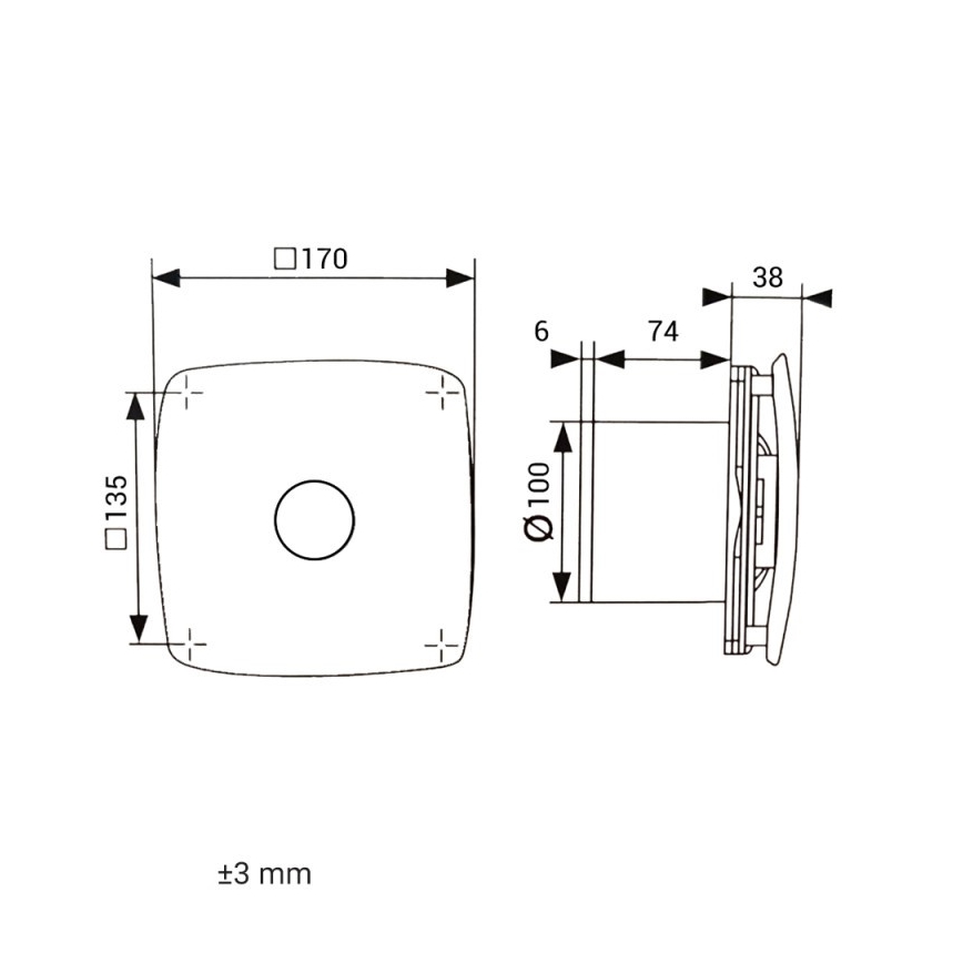 Dalap 41093zw - Aksialventilator med timer 100 ONYX ZW 14W/230V
