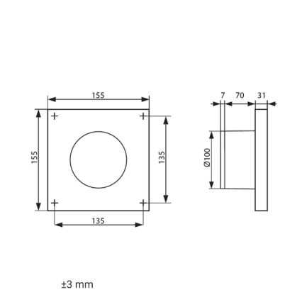 Dalap 41095ZW - Aksialventilator med timer og fugtføler 100 DARK ZW 8,4W/230V