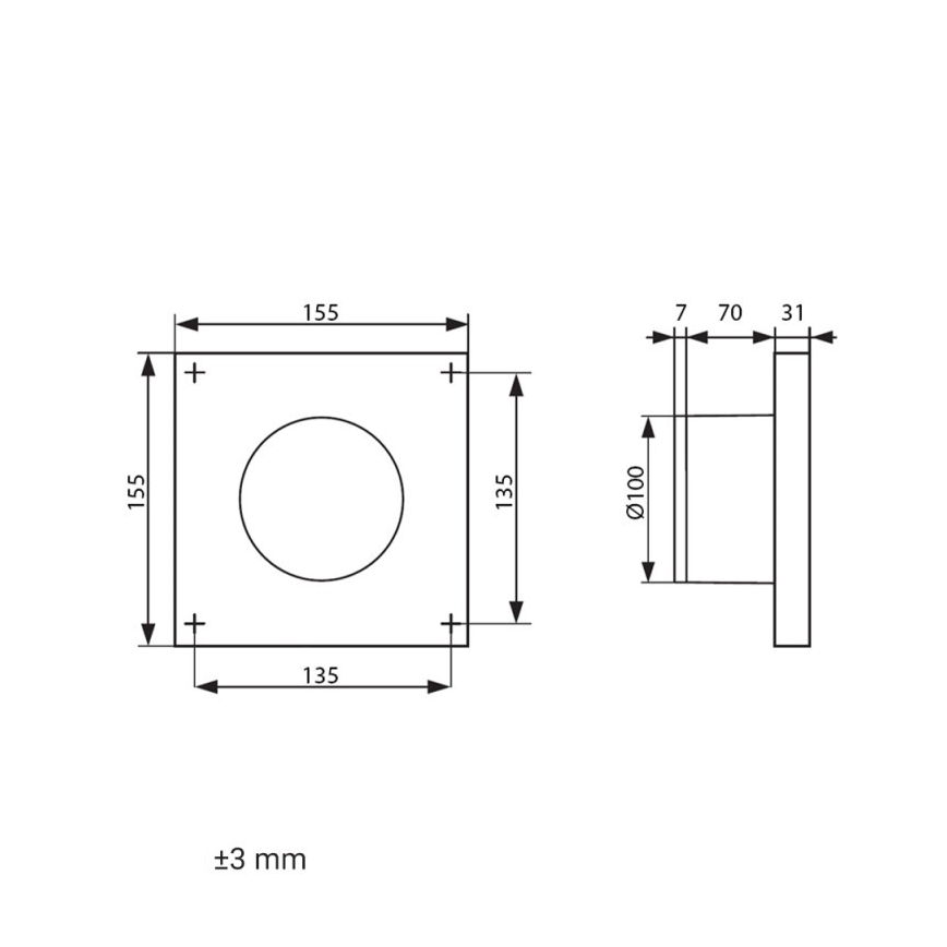 Dalap 41095ZW - Aksialventilator med timer og fugtføler 100 DARK ZW 8,4W/230V