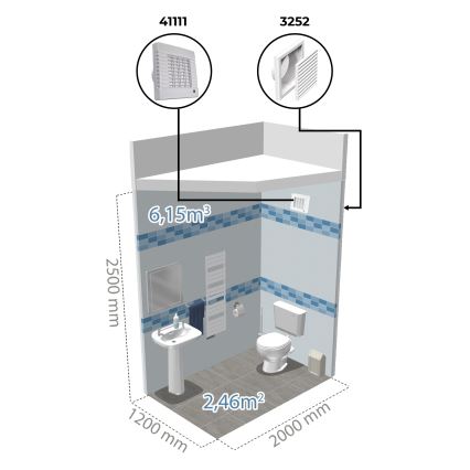 Dalap 41105 - Aksialventilator med automatisk tilbageslagsklap og timer 100 LVZ 12 18W/12V