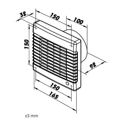 Dalap 41105 - Aksialventilator med automatisk tilbageslagsklap og timer 100 LVZ 12 18W/12V