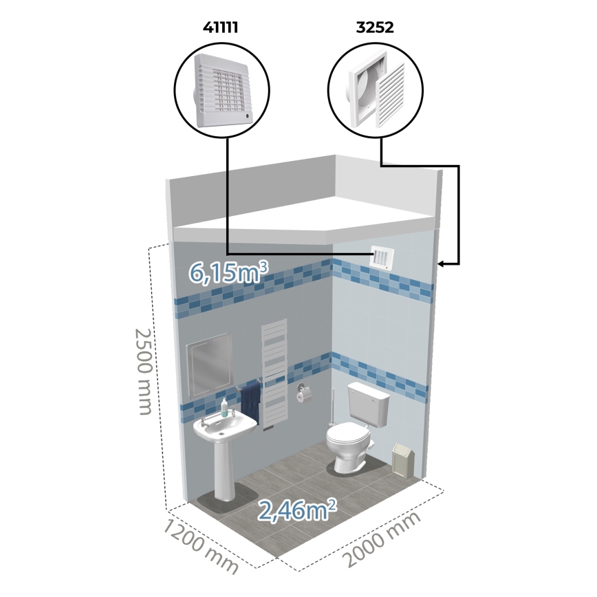 Dalap 41117 - Aksialventilator med automatisk spjæld 125 LV 12 22W/12V