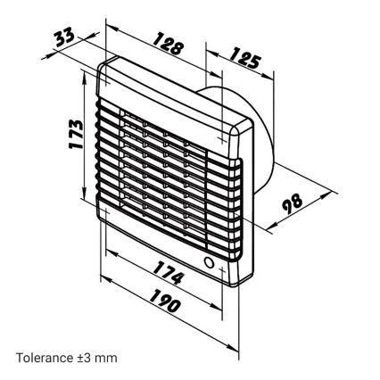 Dalap 41117 - Aksialventilator med automatisk spjæld 125 LV 12 22W/12V