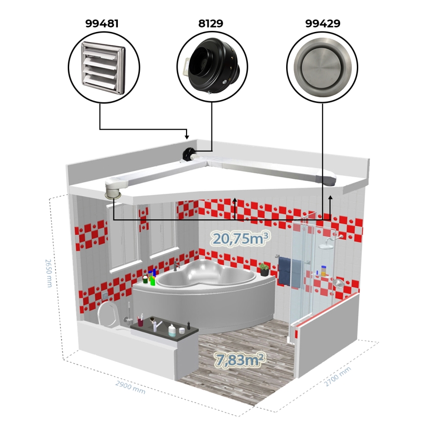 Dalap 8129 - Radiær kanalventilator TURBINE M 125 62W/230V