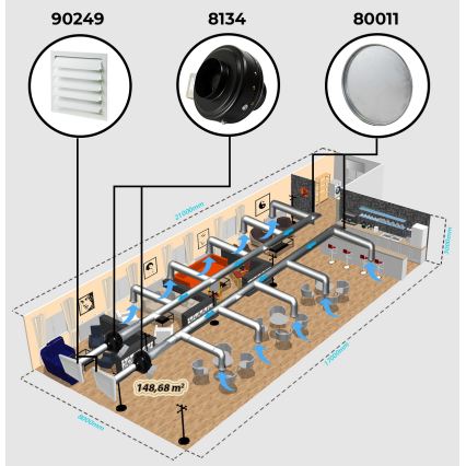 Dalap 8132 - Radiær kanalventilator TURBINE M 200 150W/230V