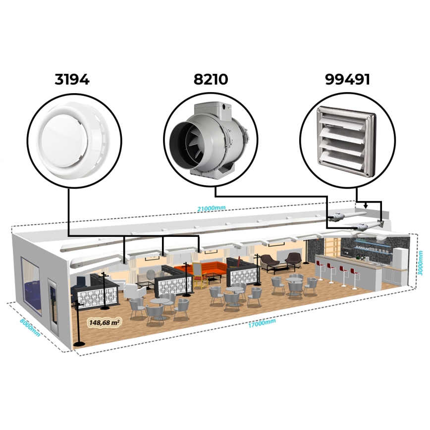 Dalap 8210 - Aksialventilator AP PROFI 150 50W/230V