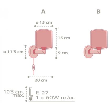 Dalber 41439 - Væglampe til børn COLOR RAIN 1xE27/60W/230V