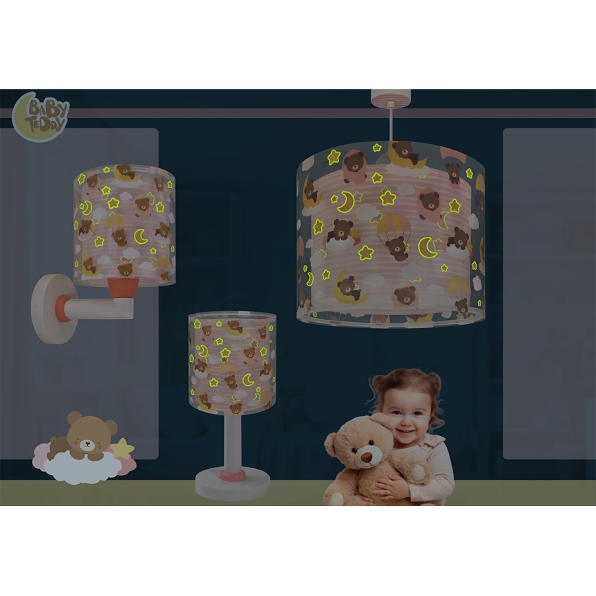 Dalber 41572S - Børnelampe BABY TEDDY 1xE27/15W/230V lyserød