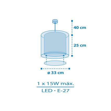 Dalber 41572T - Loftlampe til børn BABY TEDDY 1xE27/15W/230V blå