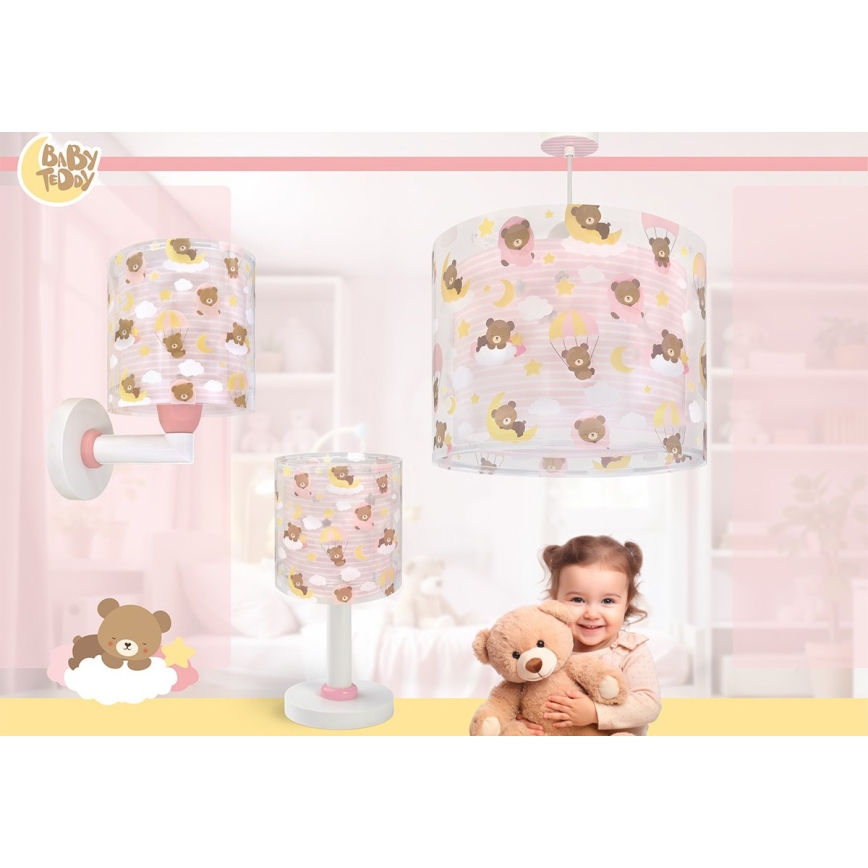 Dalber 41579S - Børnevæglampe BABY TEDDY 1xE27/15W/230V, lyserød