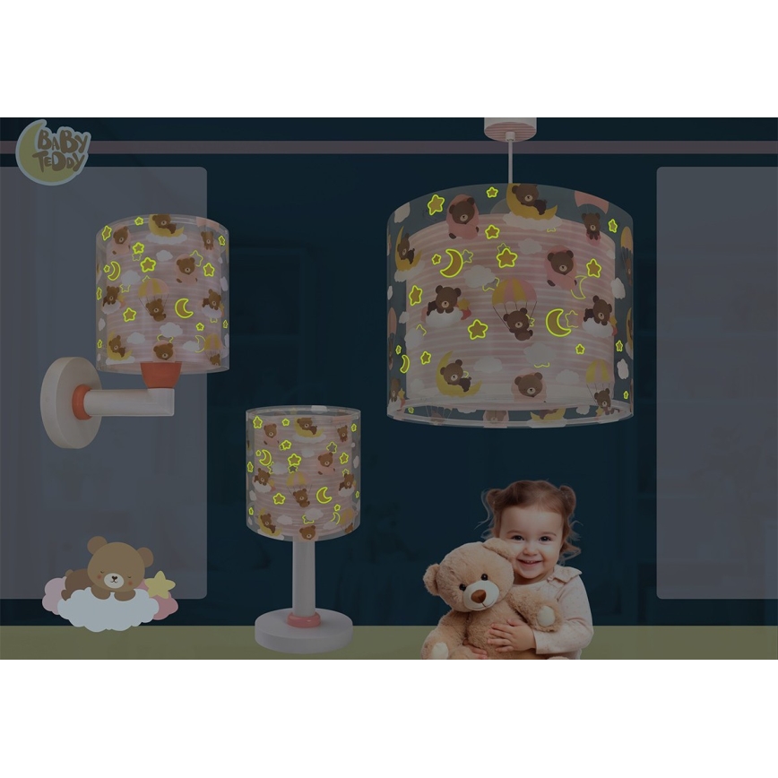 Dalber 41579S - Børnevæglampe BABY TEDDY 1xE27/15W/230V, lyserød