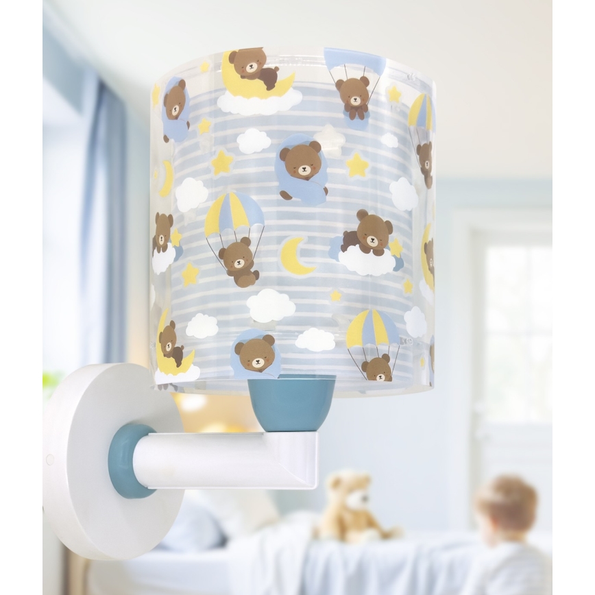 Dalber 41579T - Børnevæglampe BABY TEDDY 1xE27/15W/230V blå