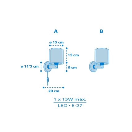 Dalber 41579T - Børnevæglampe BABY TEDDY 1xE27/15W/230V blå
