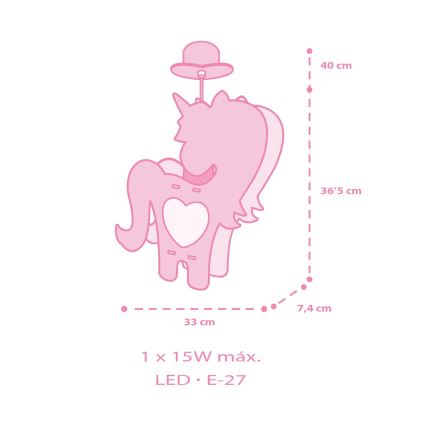 Dalber 41597 - Pendel til børn UNICORN 1xE27/15W/230V