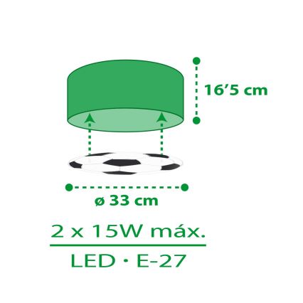 Dalber 41736 - Loftlampe til børn FOOTBALL 2xE27/15W/230V