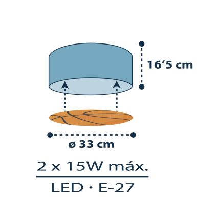 Dalber 41746 - Loftlampe til børn BASKET 2xE27/15W/230V