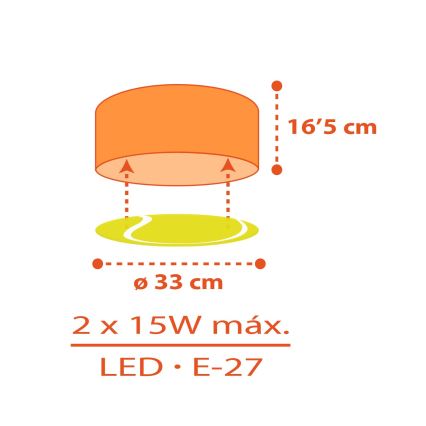 Dalber 41756 - Loftlampe til børn TENNIS 2xE27/15W/230V