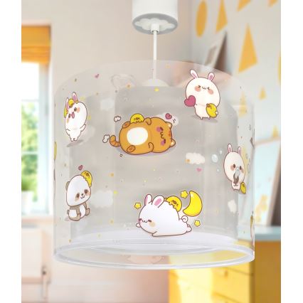 Dalber 41762E - Loftlampe til børn KAWAII FRIENDS 1xE27/15W/230V grå