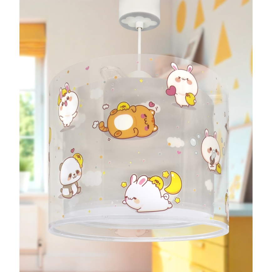 Dalber 41762E - Loftlampe til børn KAWAII FRIENDS 1xE27/15W/230V grå
