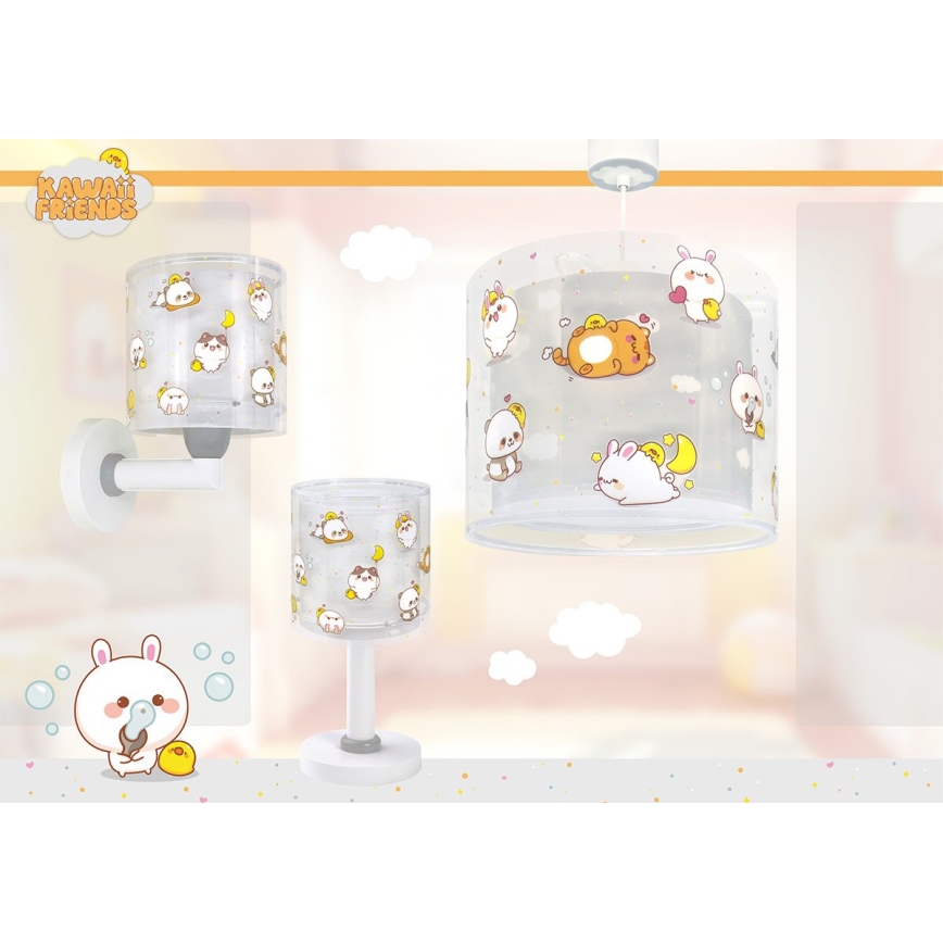 Dalber 41762E - Loftlampe til børn KAWAII FRIENDS 1xE27/15W/230V grå