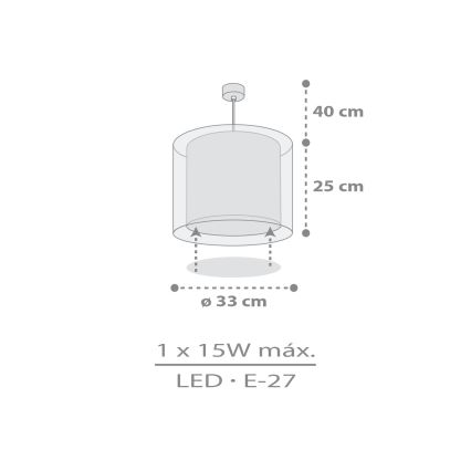 Dalber 41762E - Loftlampe til børn KAWAII FRIENDS 1xE27/15W/230V grå