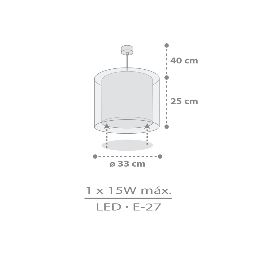 Dalber 41762E - Loftlampe til børn KAWAII FRIENDS 1xE27/15W/230V grå