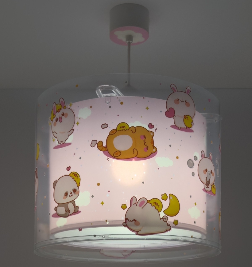 Dalber 41762S - Børnelampe KAWAII FRIENDS 1xE27/15W/230V lyserød