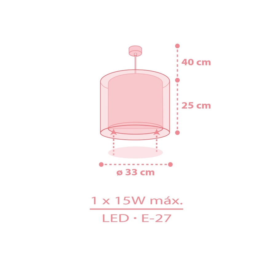 Dalber 41762S - Børnelampe KAWAII FRIENDS 1xE27/15W/230V lyserød