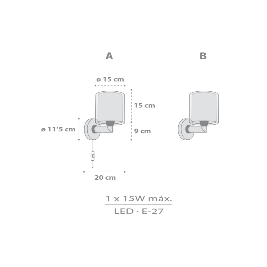 Dalber 41769E - KAWAII FRIENDS børnevæglampe 1xE27/15W/230V, grå