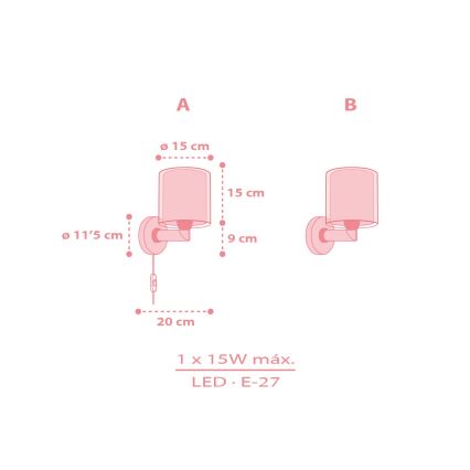 Dalber 41769S - Børnevæglampe KAWAII FRIENDS 1xE27/15W/230V lyserød