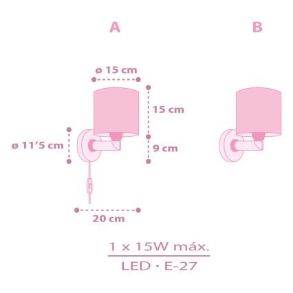 Dalber 42499 - Væglampe til børn FAIRY DREAMS 1xE27/15W/230V