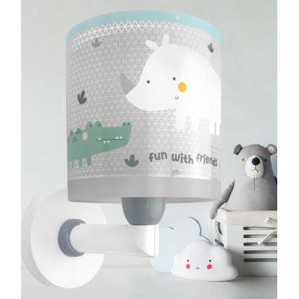 Dalber 60629 - Børnevæglampe RHICO AND CROCO 1xE27/15W/230V