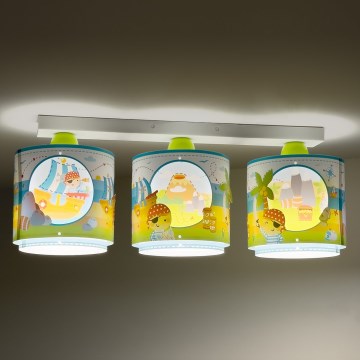 Dalber 60653 - Loftlampe til børn PIRAT ISLAND 3xE27/15W/230V