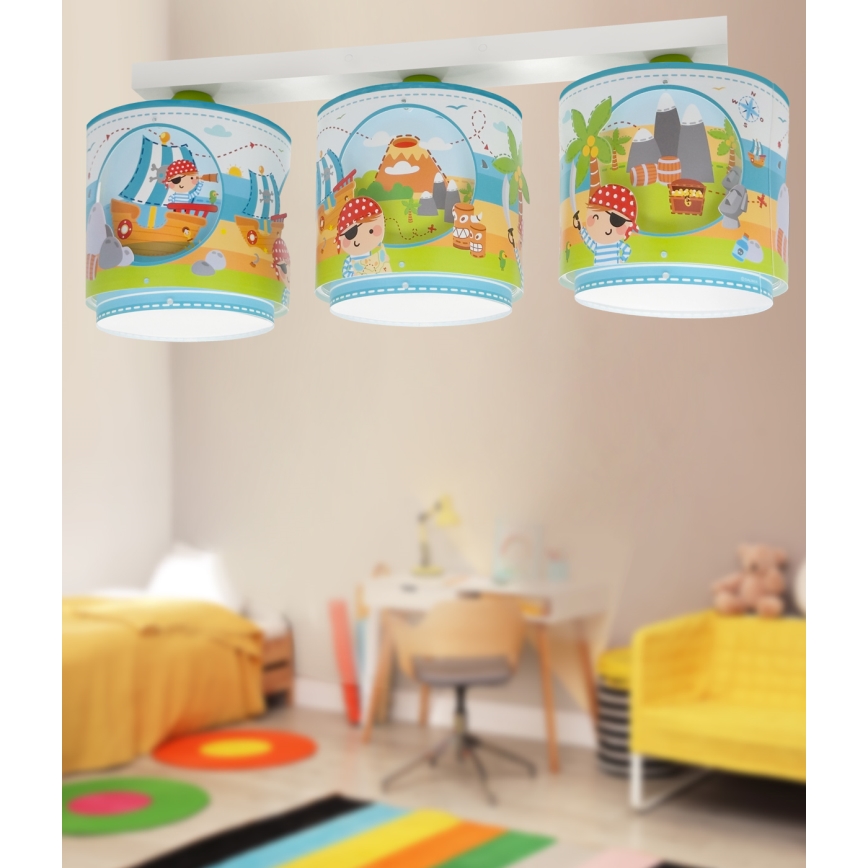 Dalber 60653 - Loftlampe til børn PIRAT ISLAND 3xE27/15W/230V
