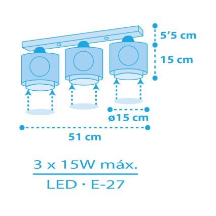 Dalber 60653 - Loftlampe til børn PIRAT ISLAND 3xE27/15W/230V