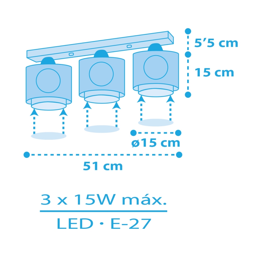 Dalber 60653 - Loftlampe til børn PIRAT ISLAND 3xE27/15W/230V