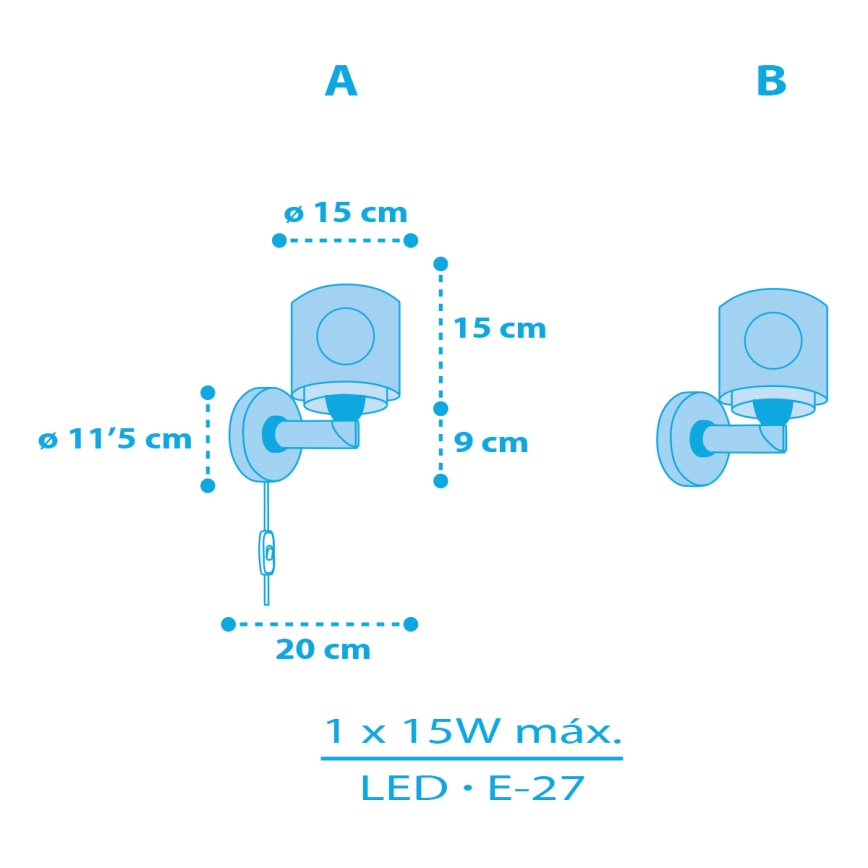 Dalber 60659 - Væglampe til børn PIRAT ISLAND 1xE27/15W/230V