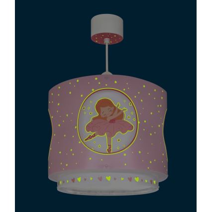 Dalber 60912 - Børnependel PRINCESS DANCE 1xE27/15W/230V lyserød
