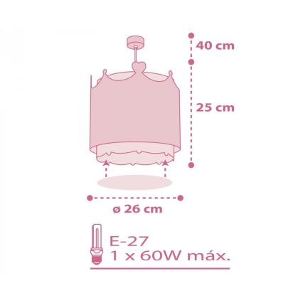 Dalber 61102 - Pendel til børn LITTLE QUEEN 1xE27/60W/230V