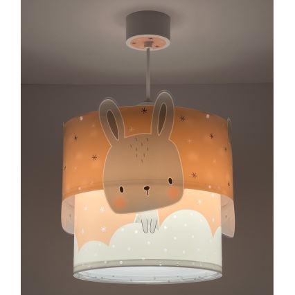 Dalber 61152S - Pendel til børn BUNNY 1xE27/60W/230V orange